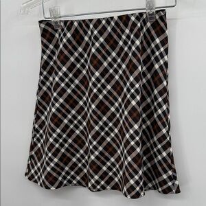 Nasty Gal Black and Brown Plaid A-Line Skirt